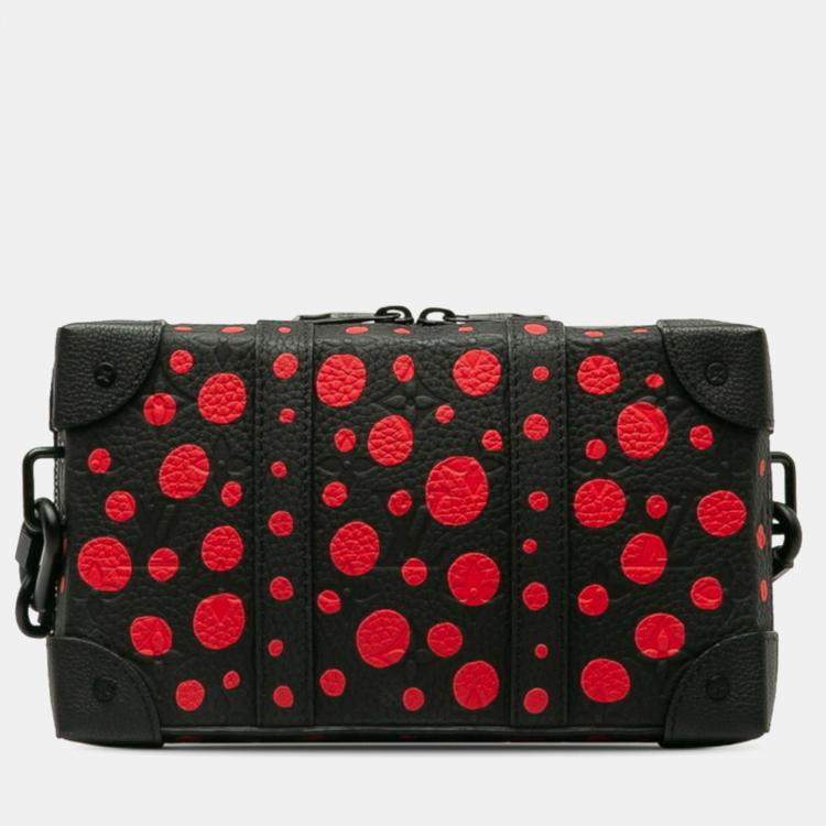 Pre Owned Louis Vuitton X Yayoi Kusama Monogram Dot Soft Trunk Black Red Leather Wallet on Chain Bag