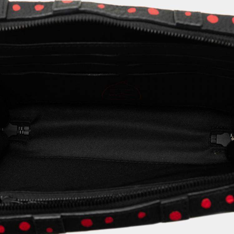 Pre Owned Louis Vuitton X Yayoi Kusama Monogram Dot Soft Trunk Black Red Leather Wallet on Chain Bag