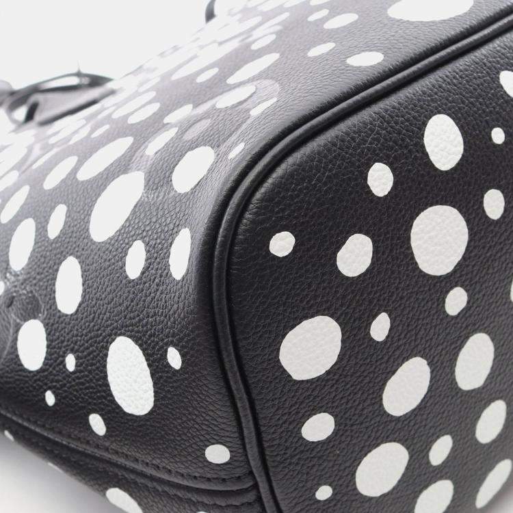 Pre Owned Louis Vuitton X Yayoi Kusama Neverfull MM Black White Monogram Empreinte Leather Tote Bag