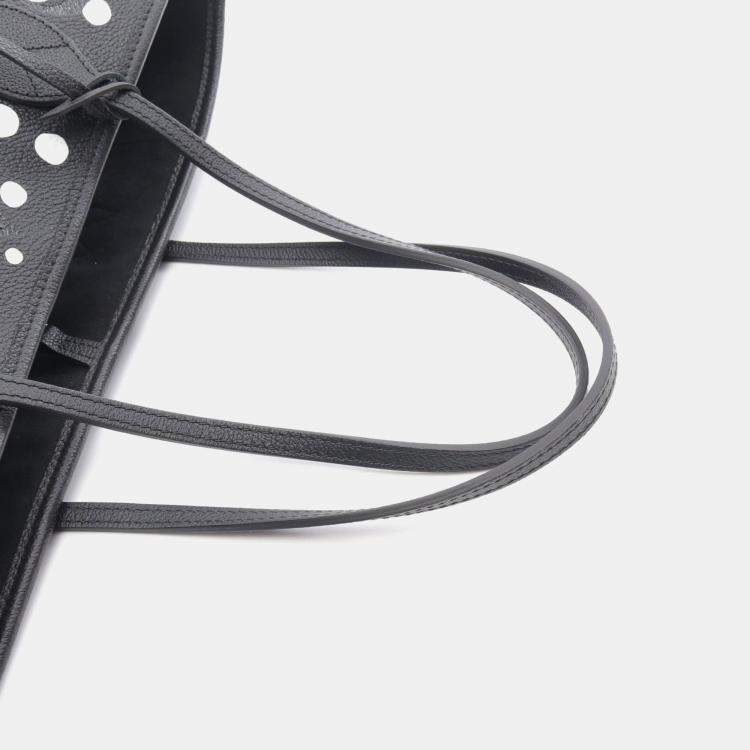 Pre Owned Louis Vuitton X Yayoi Kusama Neverfull MM Black White Monogram Empreinte Leather Tote Bag