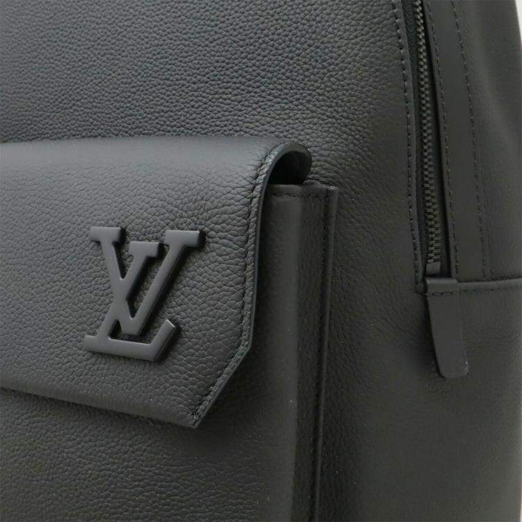 Pre Owned Louis Vuitton Aerogram Takeoff Black Calfskin Leather Backpack