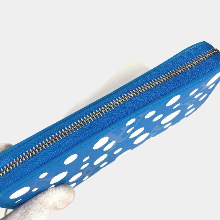 Pre Owned Louis Vuitton Zippy Infinity Dot Blue Monogram Empreinte Leather Long Wallet
