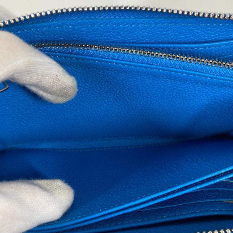 Pre Owned Louis Vuitton Zippy Infinity Dot Blue Monogram Empreinte Leather Long Wallet