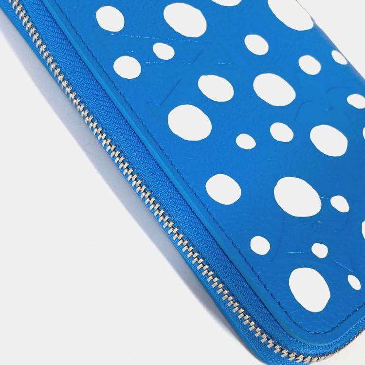 Pre Owned Louis Vuitton Zippy Infinity Dot Blue Monogram Empreinte Leather Long Wallet