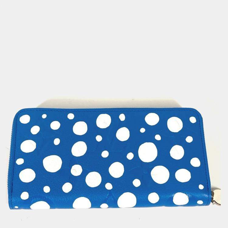 Pre Owned Louis Vuitton Zippy Infinity Dot Blue Monogram Empreinte Leather Long Wallet