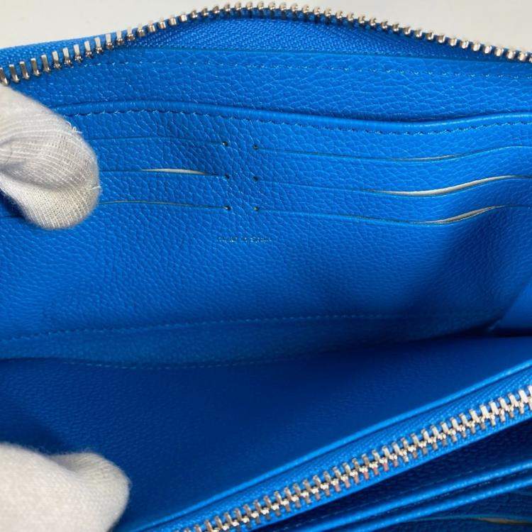 Pre Owned Louis Vuitton Zippy Infinity Dot Blue Monogram Empreinte Leather Long Wallet