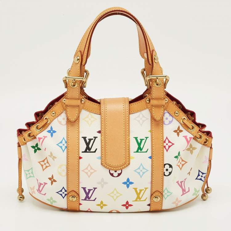 Pre Owned Louis Vuitton White Monogram Multicolore Canvas Theda GM Bag