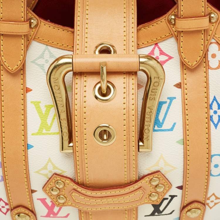 Pre Owned Louis Vuitton White Monogram Multicolore Canvas Theda GM Bag
