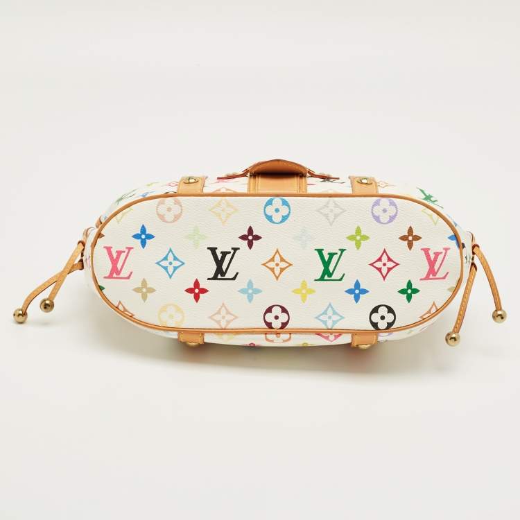 Pre Owned Louis Vuitton White Monogram Multicolore Canvas Theda GM Bag