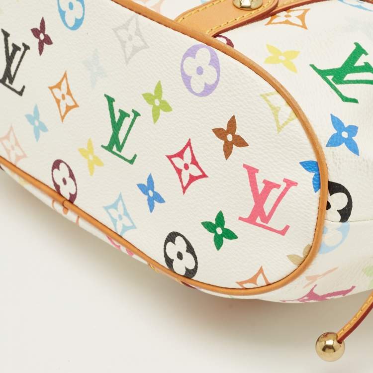 Pre Owned Louis Vuitton White Monogram Multicolore Canvas Theda GM Bag
