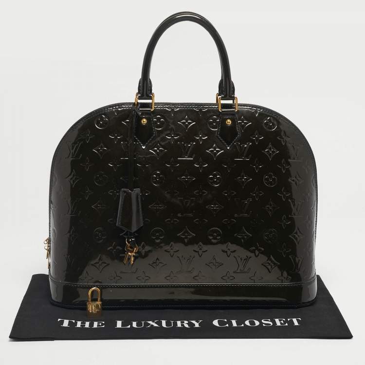 Pre Owned Louis Vuitton Vert Bronze Monogram Vernis Alma GM Bag