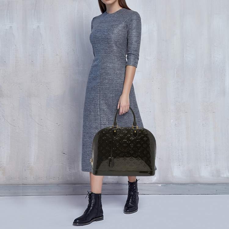 Pre Owned Louis Vuitton Vert Bronze Monogram Vernis Alma GM Bag