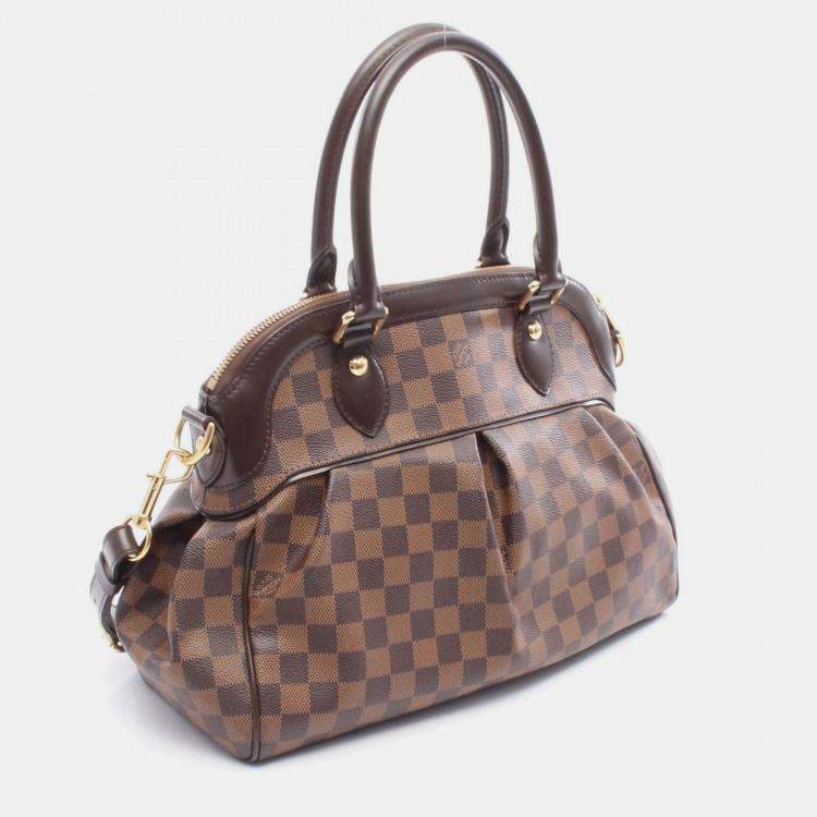 Pre Owned Louis Vuitton Trevi Brown Coated Canvas, Leather Satchel Bag