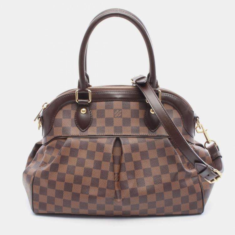 Pre Owned Louis Vuitton Trevi Brown Coated Canvas, Leather Satchel Bag