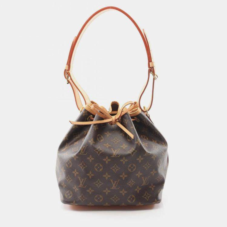 Pre Owned Louis Vuitton Petit Noe Brown Canvas and  Leather Shoulder Bag