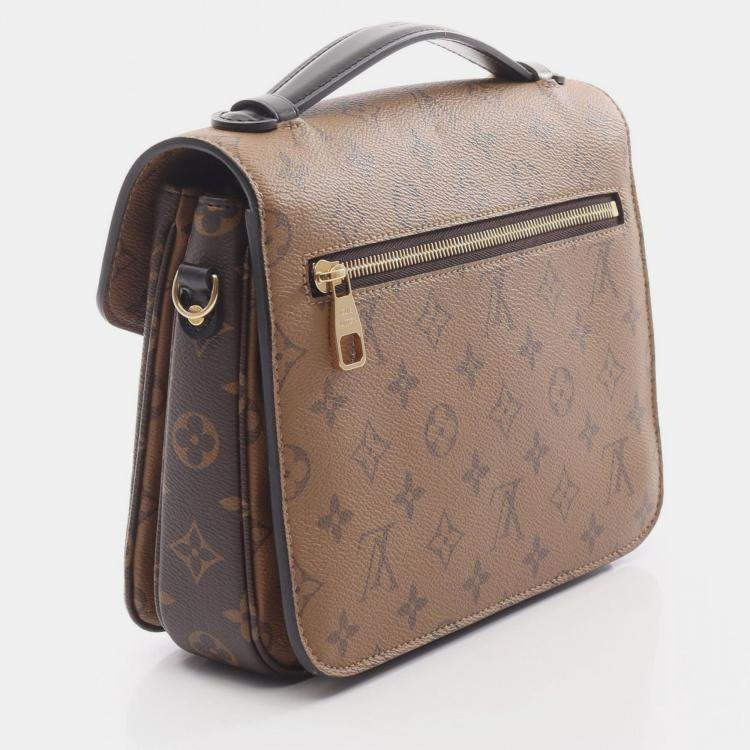 Pre Owned Louis Vuitton Metis Brown Monogram Canvas Shoulder Bag