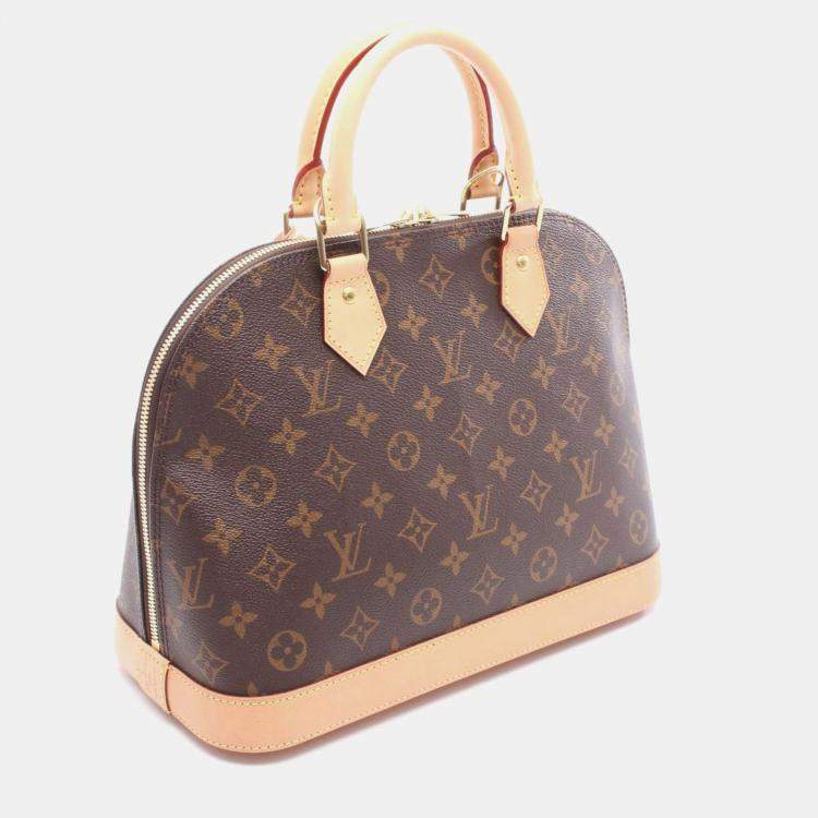 Pre Owned Louis Vuitton Alma Brown Monogram Canvas Leather Handbag