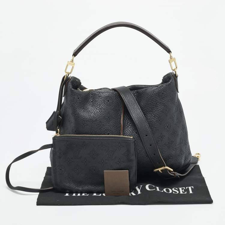 Pre Owned Louis Vuitton Black Monogram Mahina Leather Selene PM Bag