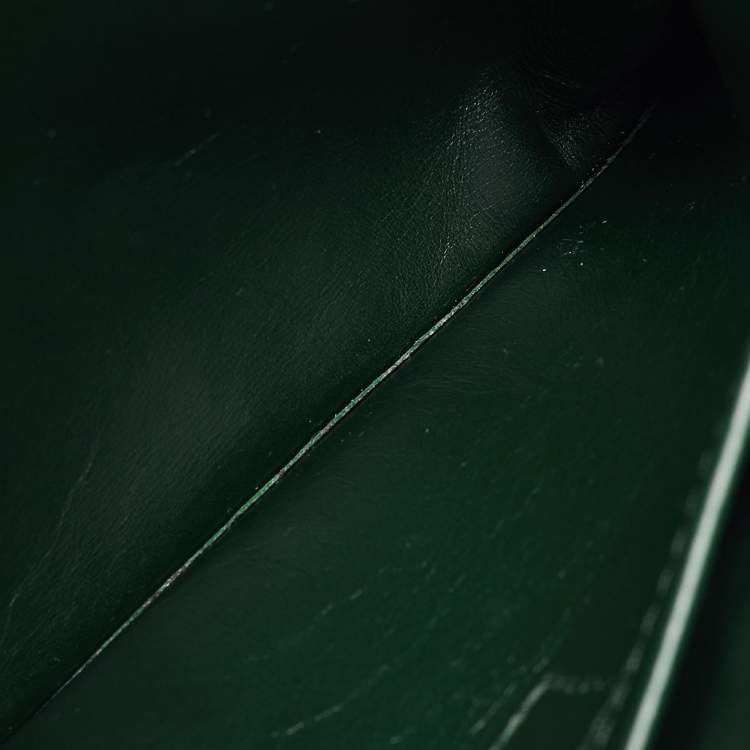 Pre Owned Louis Vuitton Green Monogram Velour Alligator and Ostrich-Trimmed Clyde Bag