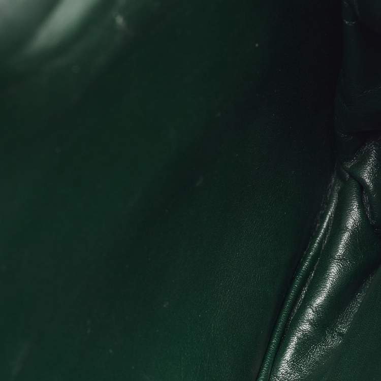 Pre Owned Louis Vuitton Green Monogram Velour Alligator and Ostrich-Trimmed Clyde Bag