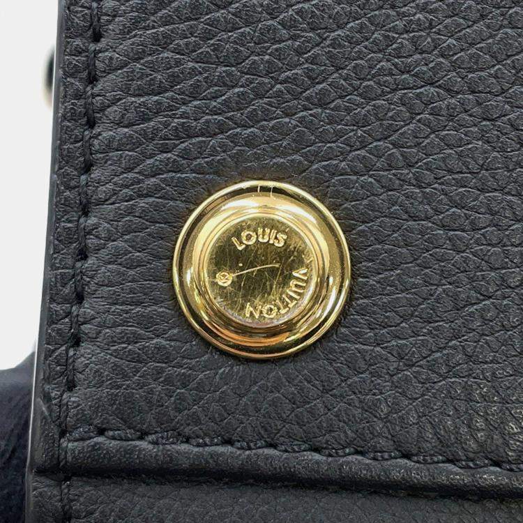 Pre Owned Louis Vuitton On My Side PM Black, Brown Calfskin Leather Top Handle Bag