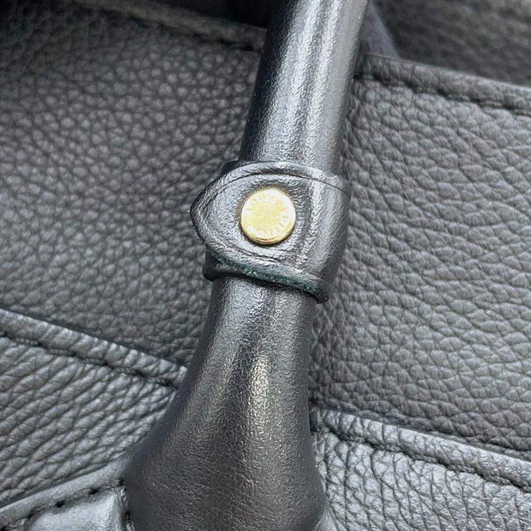 Pre Owned Louis Vuitton On My Side PM Black, Brown Calfskin Leather Top Handle Bag