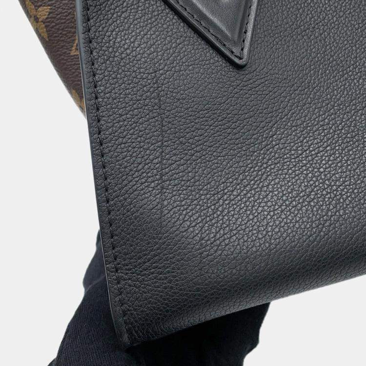 Pre Owned Louis Vuitton On My Side PM Black, Brown Calfskin Leather Top Handle Bag