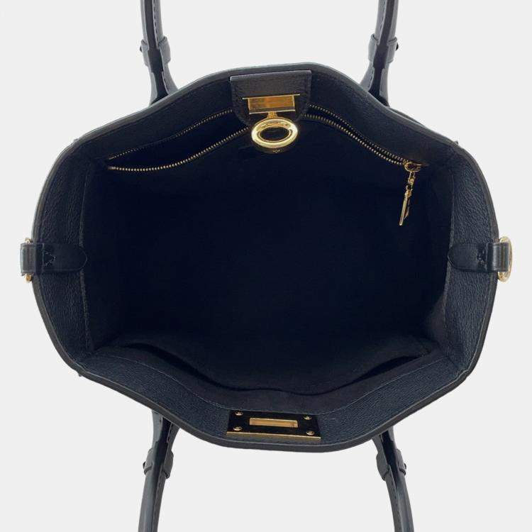 Pre Owned Louis Vuitton On My Side PM Black, Brown Calfskin Leather Top Handle Bag