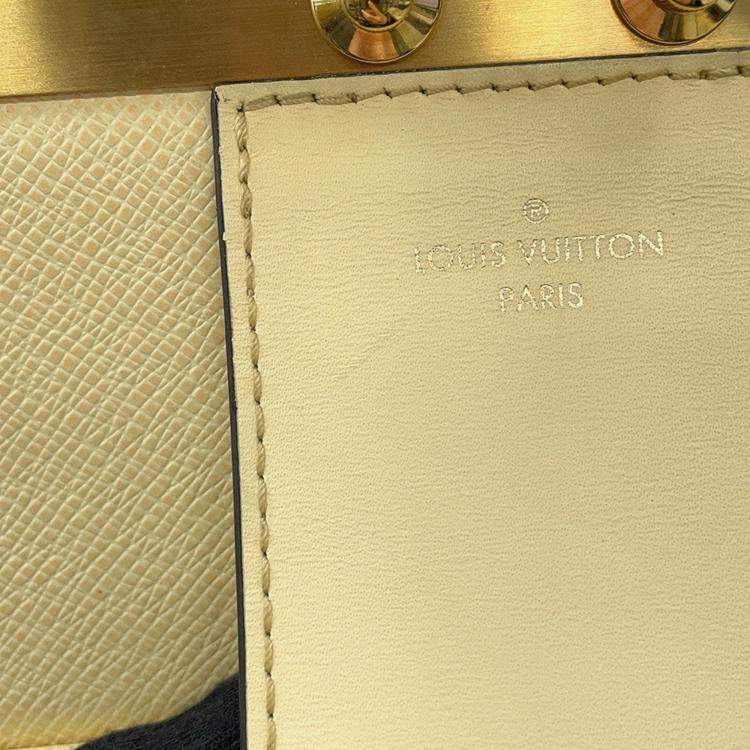 Pre Owned Louis Vuitton City Frame Yellow Taiga Calfskin Leather Top Handle Bag