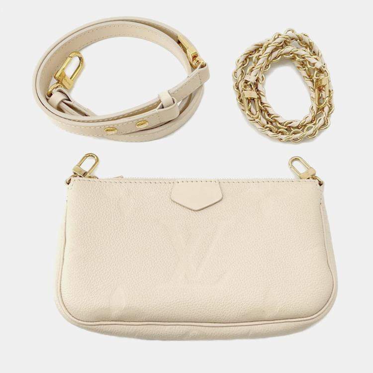 Pre Owned Louis Vuitton Multi Pochette Accessoires Cream Monogram Empreinte Calfskin Leather Crossbody Bag
