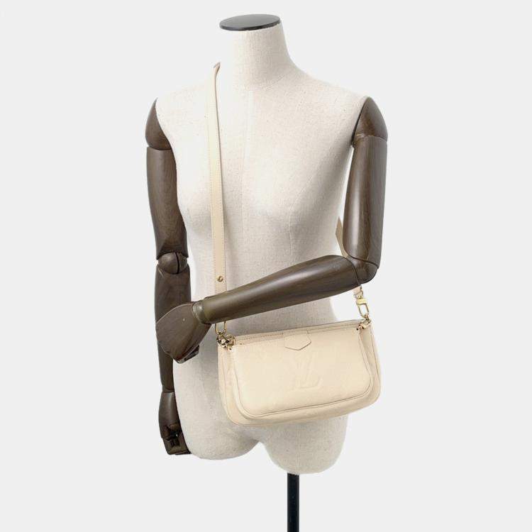 Pre Owned Louis Vuitton Multi Pochette Accessoires Cream Monogram Empreinte Calfskin Leather Crossbody Bag