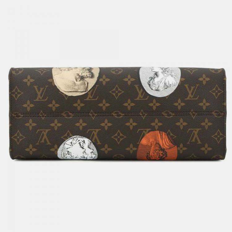 Pre Owned Louis Vuitton OnTheGo MM Beige, Pink Monogram Coated Canvas Tote Bag