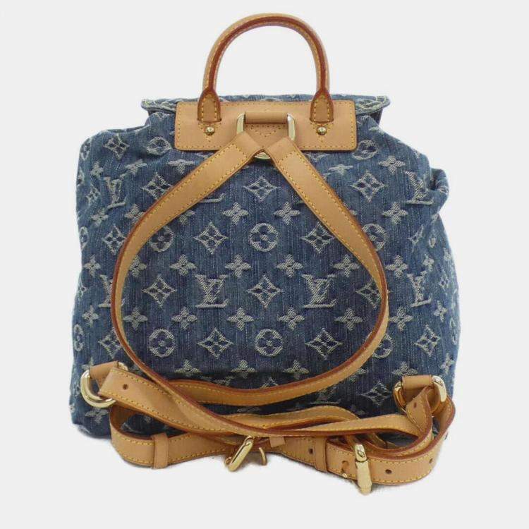 Pre Owned Louis Vuitton Monogram Sac A Dos GM Blue Denim Backpack