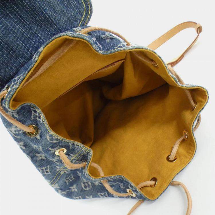 Pre Owned Louis Vuitton Monogram Sac A Dos GM Blue Denim Backpack