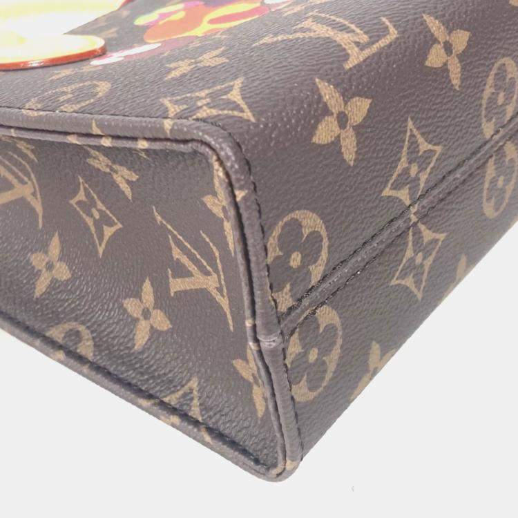 Pre Owned Louis Vuitton On The Go Monogram Takashi Murakami BB Brown Canvas Tote Bag