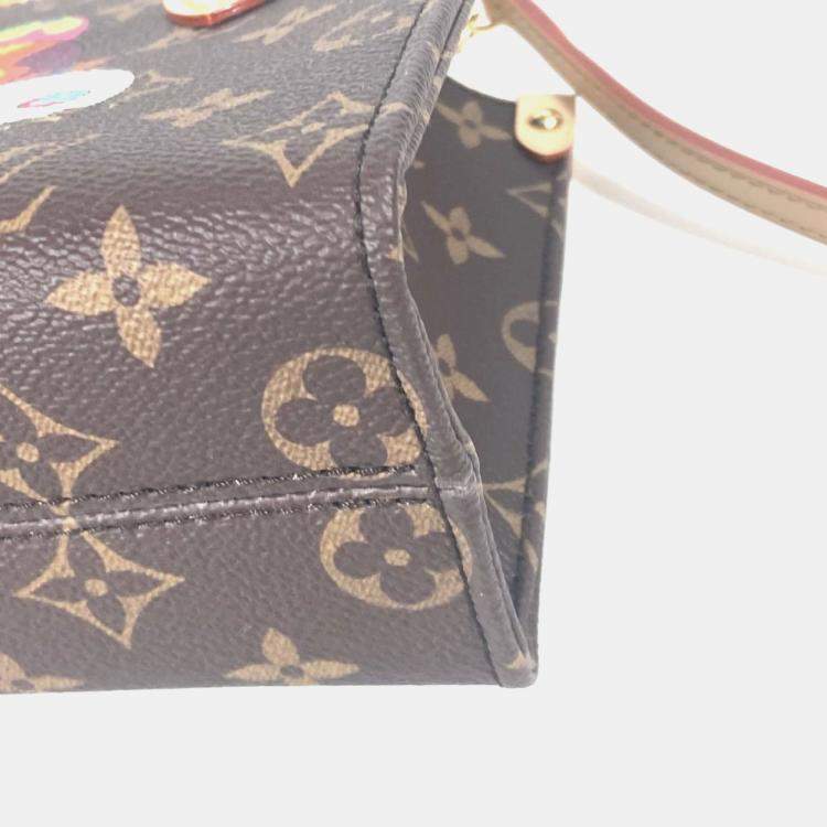 Pre Owned Louis Vuitton On The Go Monogram Takashi Murakami BB Brown Canvas Tote Bag
