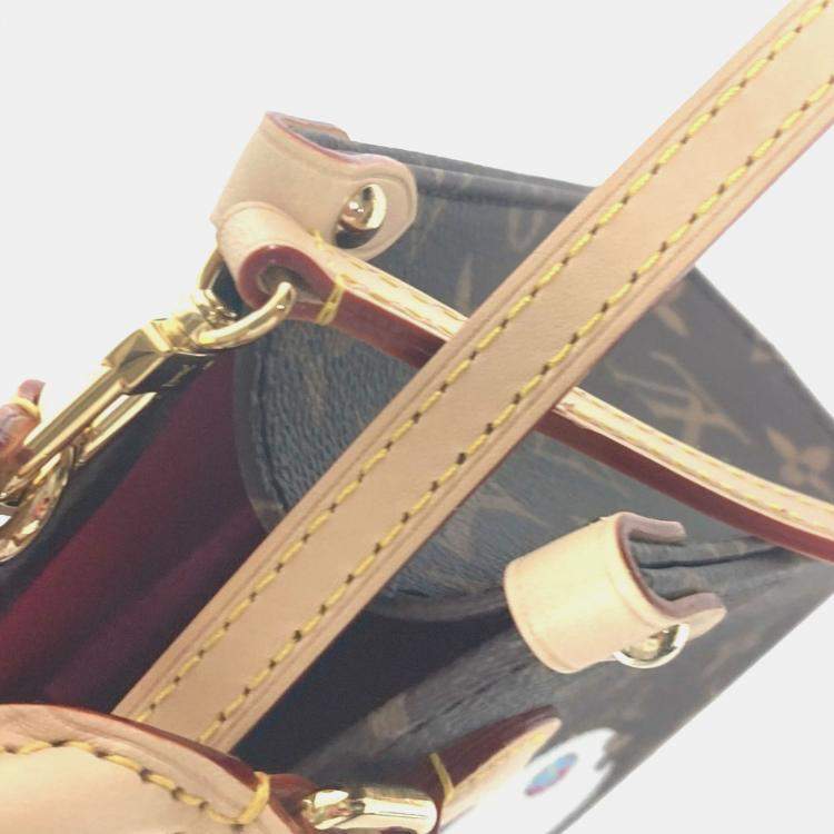 Pre Owned Louis Vuitton On The Go Monogram Takashi Murakami BB Brown Canvas Tote Bag