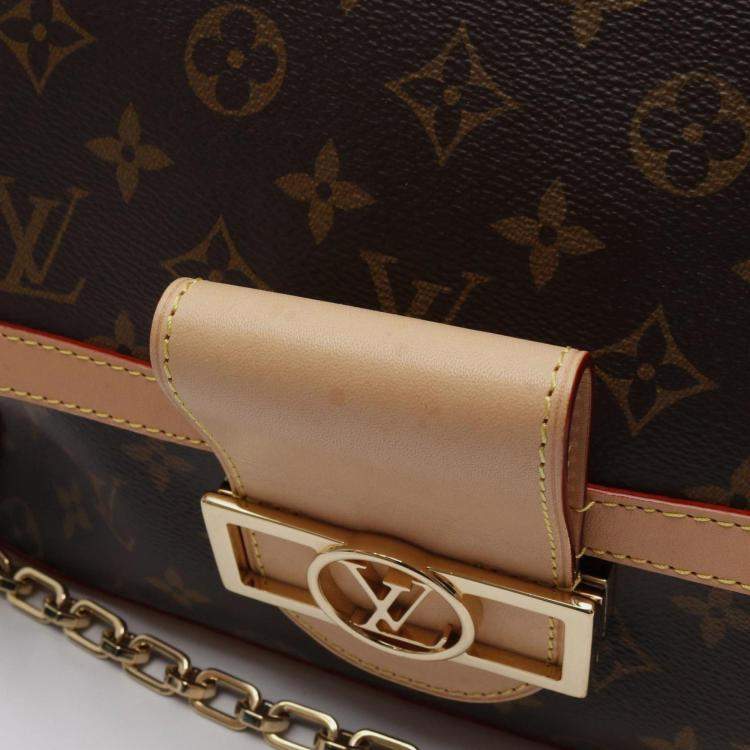 Pre Owned Louis Vuitton Dauphine Soft GM Brown Monogram Canvas Leather Shoulder Bag