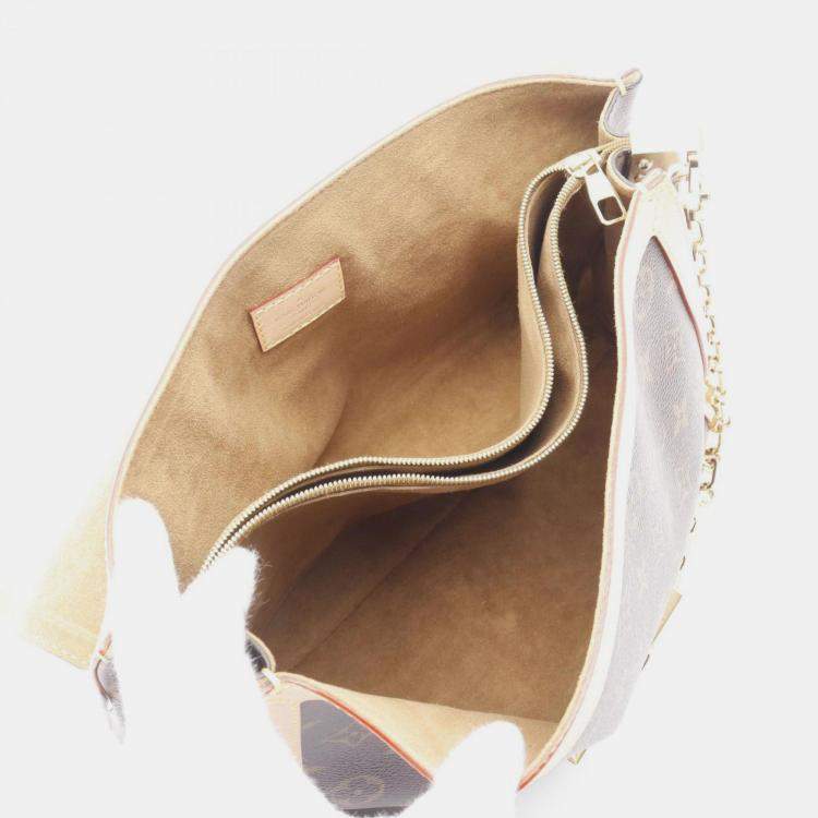 Pre Owned Louis Vuitton Dauphine Soft GM Brown Monogram Canvas Leather Shoulder Bag