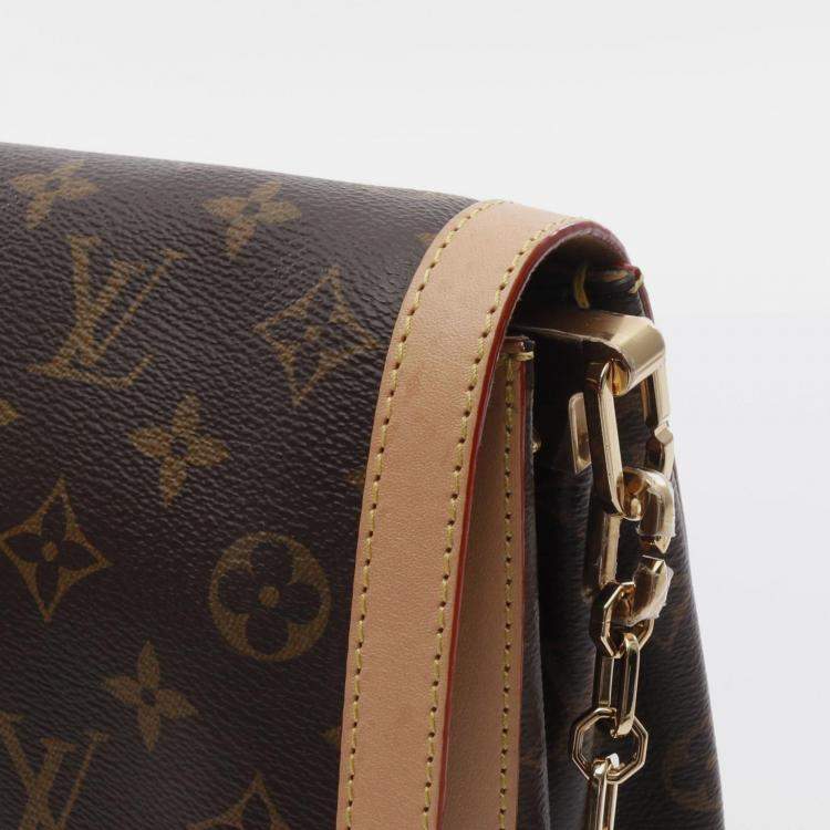 Pre Owned Louis Vuitton Dauphine Soft GM Brown Monogram Canvas Leather Shoulder Bag