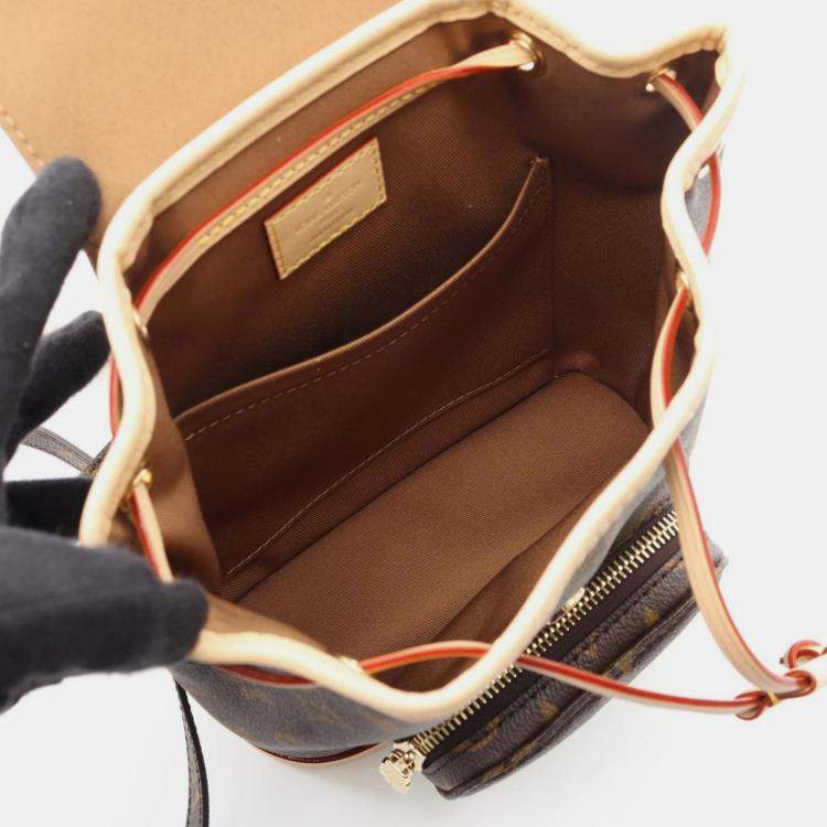 Pre Owned Louis Vuitton Montsouris Mini Brown Monogram Coated Canvas Leather Backpack