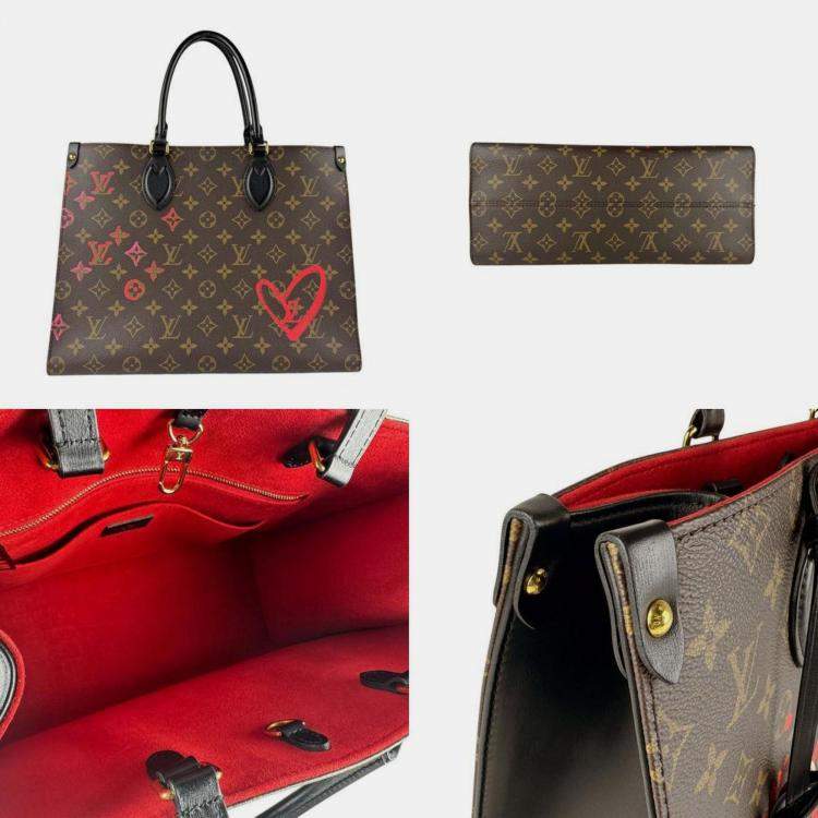 Pre Owned Louis Vuitton Fall In Love On The Go MM Brown Monogram Canvas Tote Bag