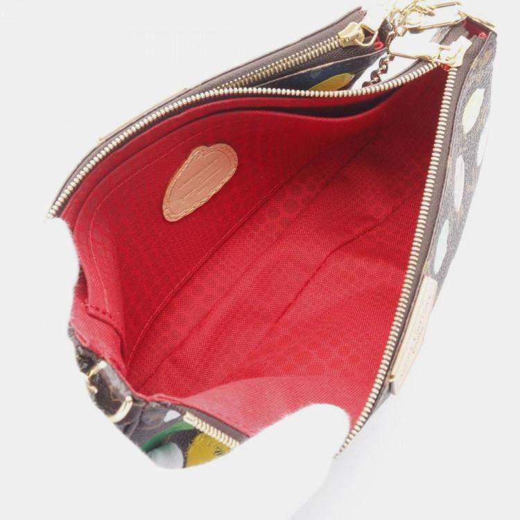 Pre Owned Louis Vuitton x YK Multi Pochette Accessoires Monogram Brown Multicolor Coated Canvas Leather Shoulder Bag