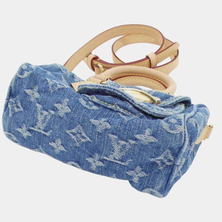 Pre Owned Louis Vuitton Remix Speedy Nano Monogram Denim Mini Bag