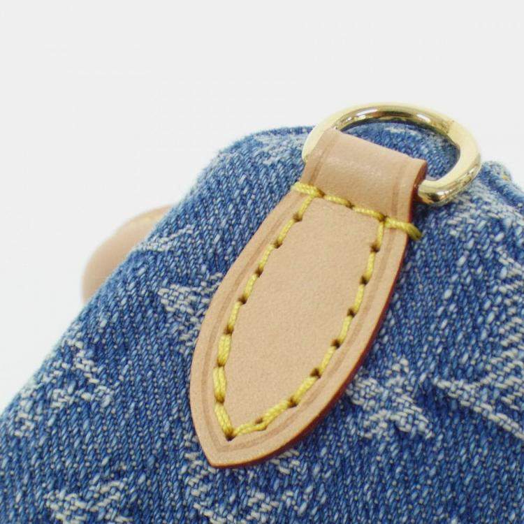 Pre Owned Louis Vuitton Remix Speedy Nano Monogram Denim Mini Bag