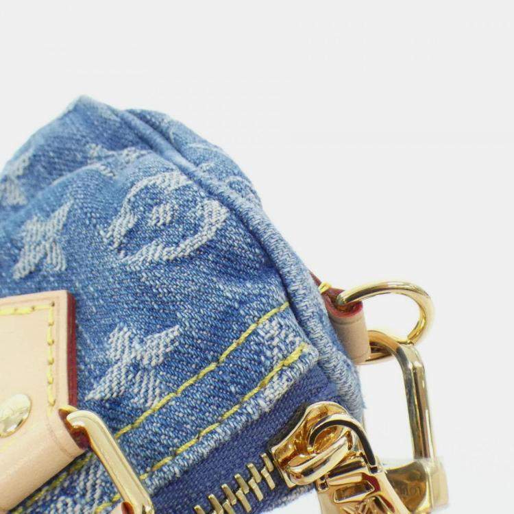 Pre Owned Louis Vuitton Remix Speedy Nano Monogram Denim Mini Bag