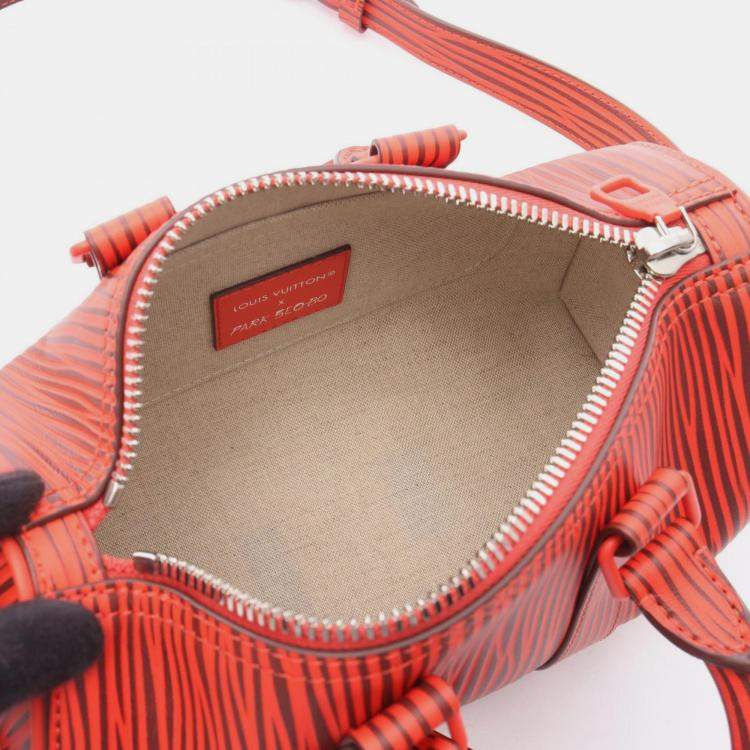 Pre Owned Louis Vuitton Keepall Bandouliere X Park Seo-Bo 25 XL Red Epi Leather Duffel Bag
