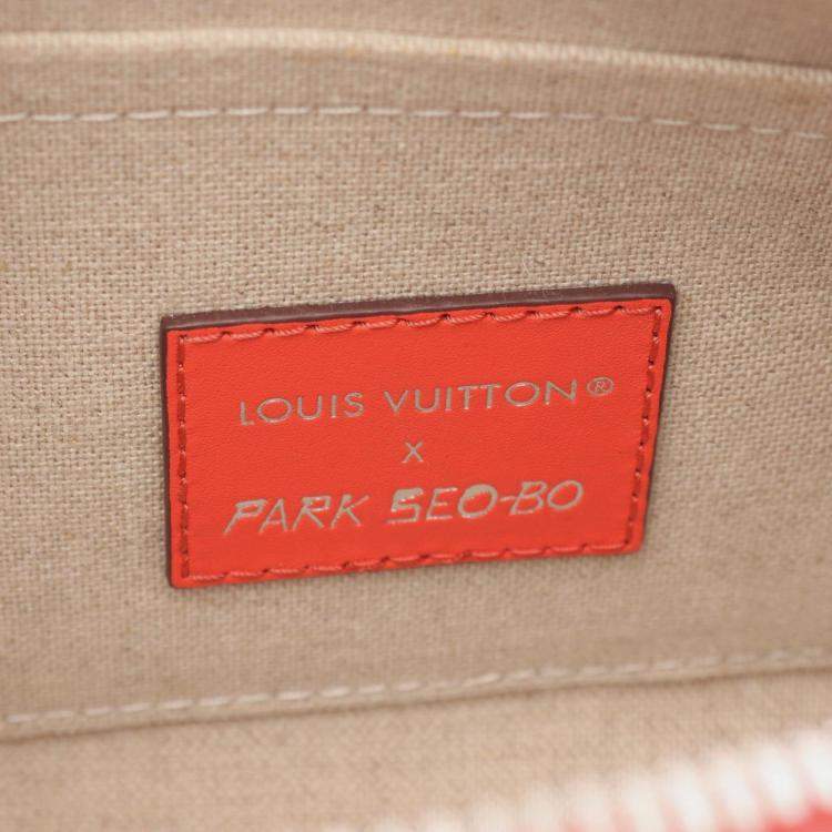 Pre Owned Louis Vuitton Keepall Bandouliere X Park Seo-Bo 25 XL Red Epi Leather Duffel Bag
