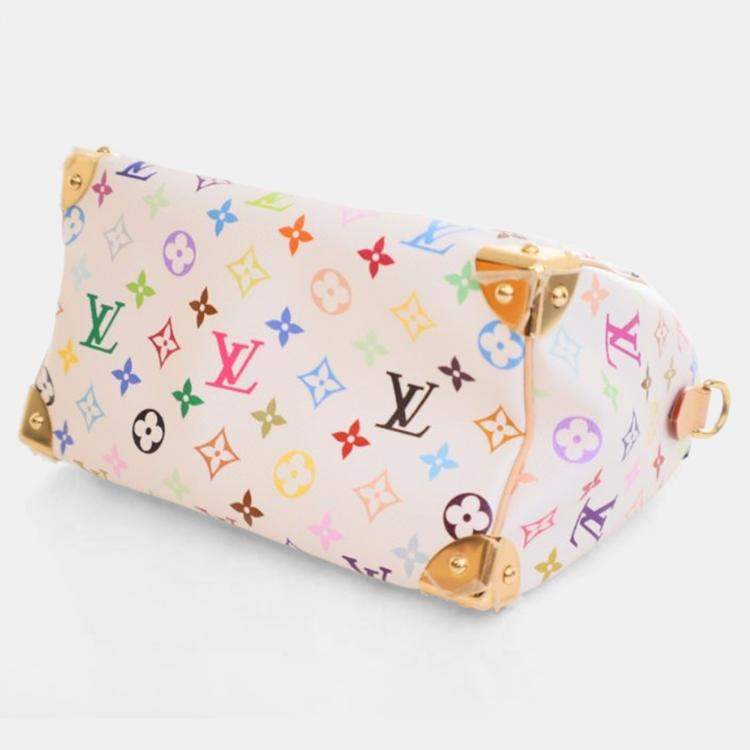 Pre Owned Louis Vuitton x Takashi Murakami Monogram Multicolor Speedy Bandouliere 25 Monogram Canvas Top Handle Bag