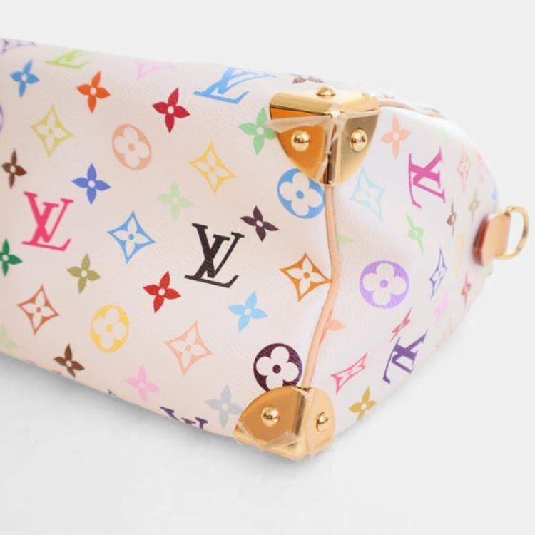 Pre Owned Louis Vuitton x Takashi Murakami Monogram Multicolor Speedy Bandouliere 25 Monogram Canvas Top Handle Bag
